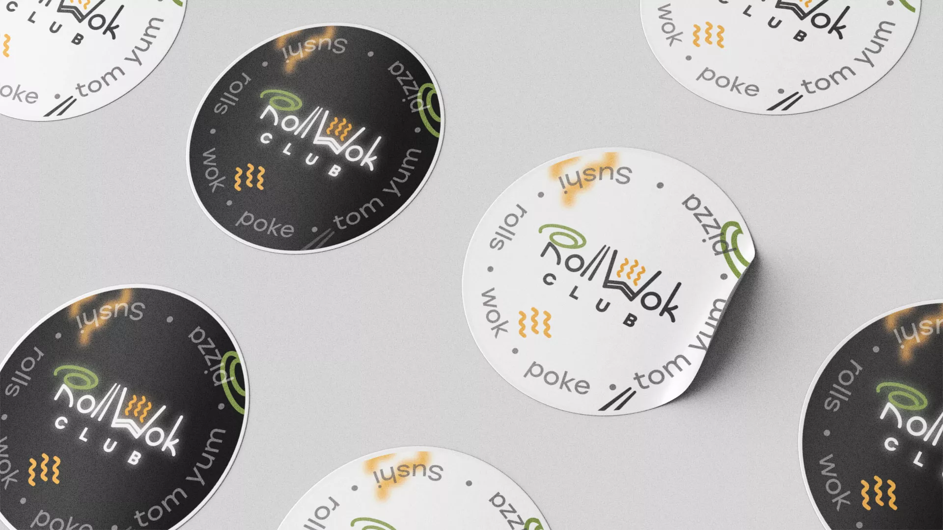 Разработка наклеек для суши-бара «Roll Wok Club» в Осинниках